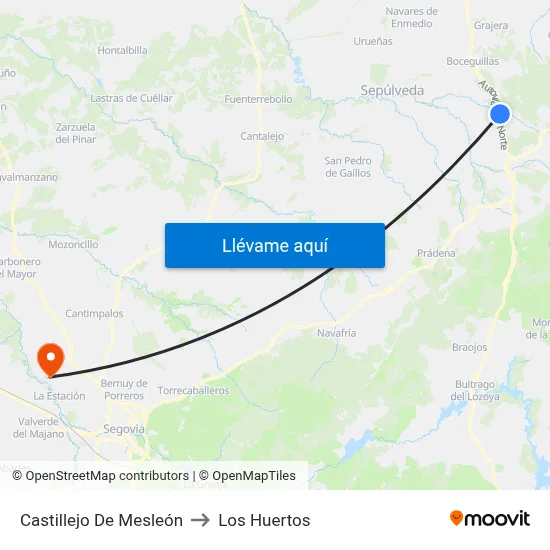 Castillejo De Mesleón to Los Huertos map