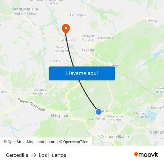Cercedilla to Los Huertos map