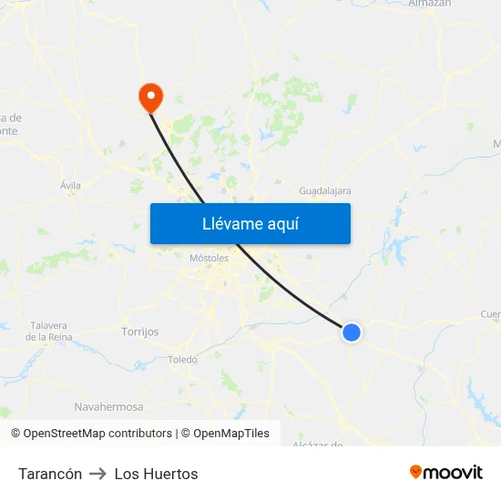 Tarancón to Los Huertos map