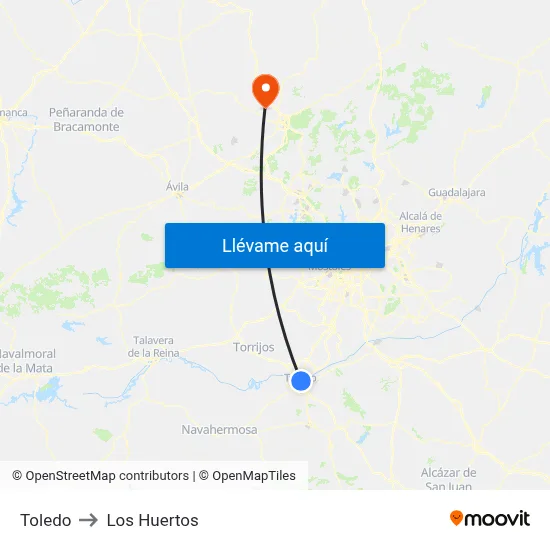 Toledo to Los Huertos map