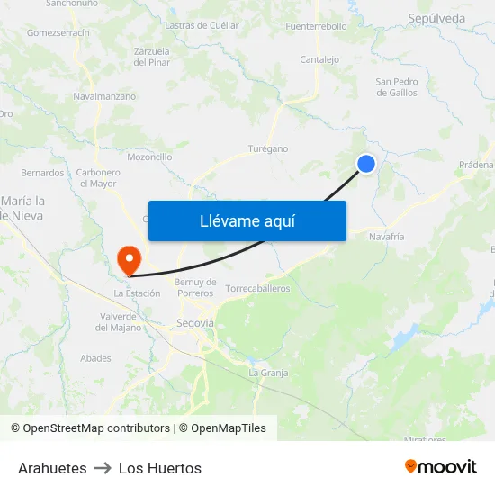 Arahuetes to Los Huertos map