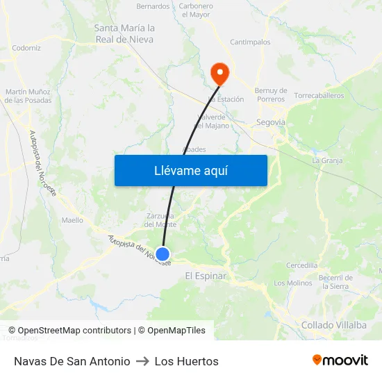 Navas De San Antonio to Los Huertos map