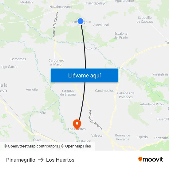 Pinarnegrillo to Los Huertos map