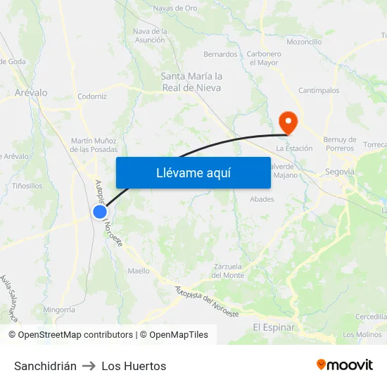 Sanchidrián to Los Huertos map