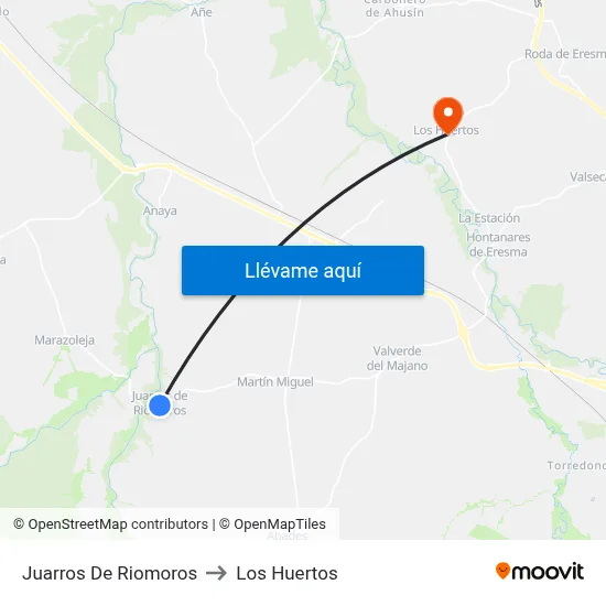 Juarros De Riomoros to Los Huertos map
