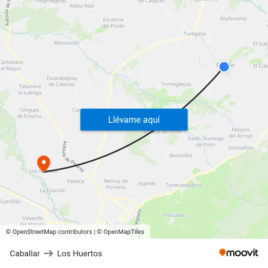 Caballar to Los Huertos map