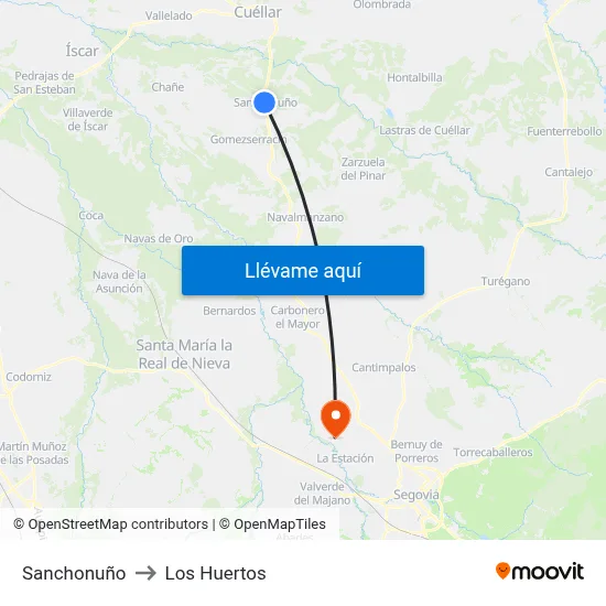 Sanchonuño to Los Huertos map