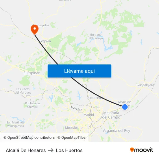 Alcalá De Henares to Los Huertos map