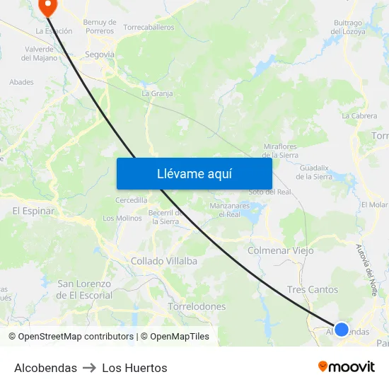 Alcobendas to Los Huertos map