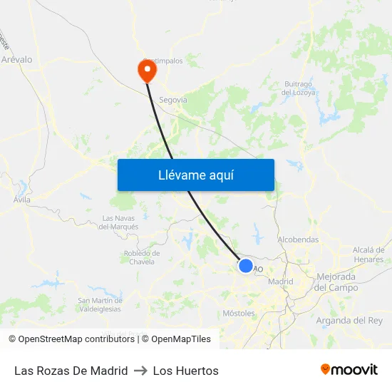 Las Rozas De Madrid to Los Huertos map
