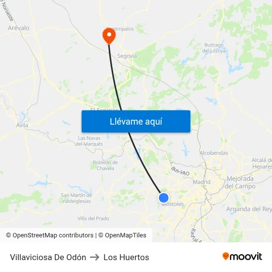 Villaviciosa De Odón to Los Huertos map