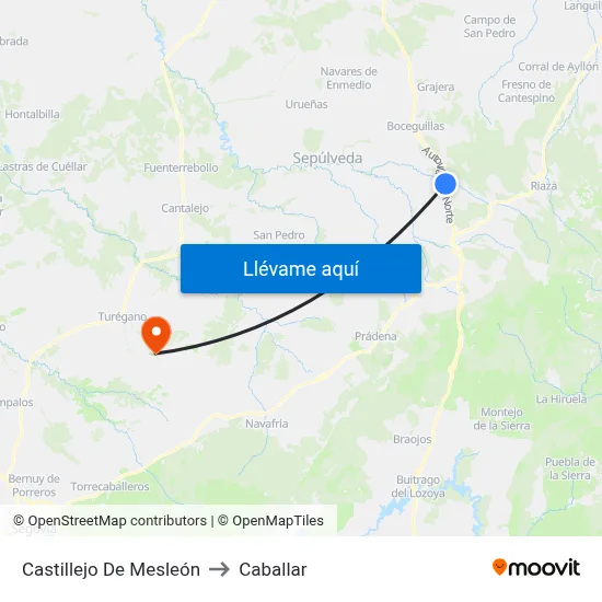 Castillejo De Mesleón to Caballar map
