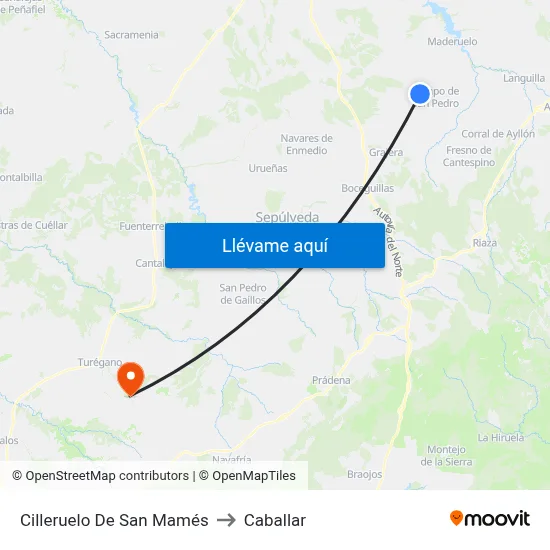 Cilleruelo De San Mamés to Caballar map