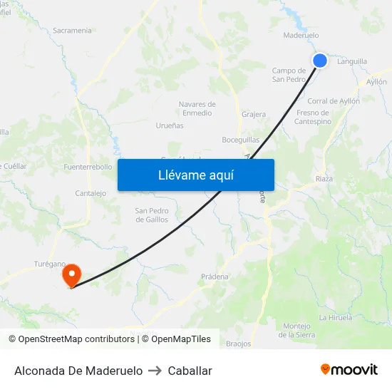 Alconada De Maderuelo to Caballar map