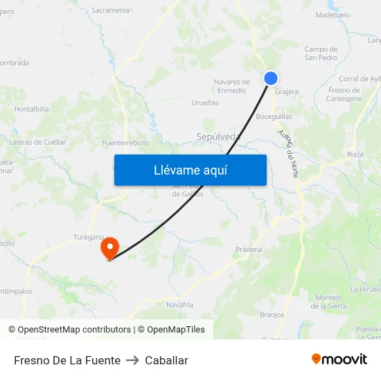 Fresno De La Fuente to Caballar map