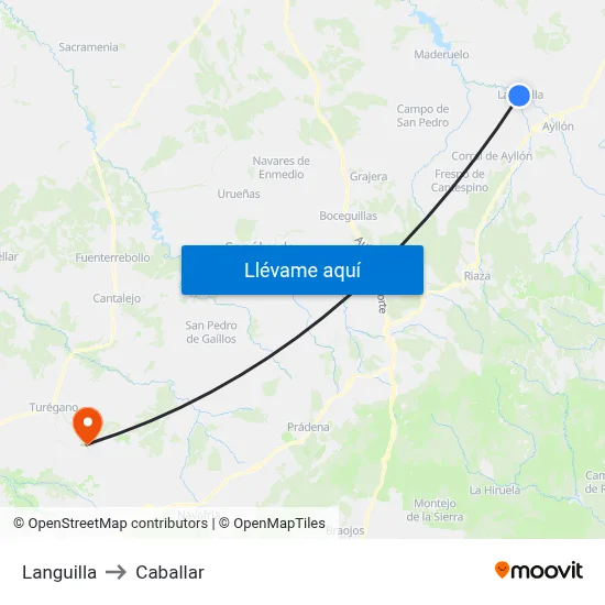Languilla to Caballar map