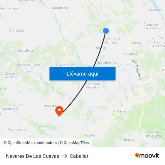 Navares De Las Cuevas to Caballar map