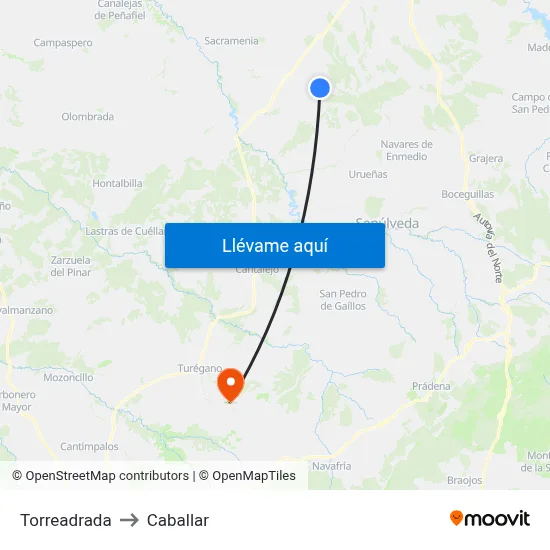 Torreadrada to Caballar map