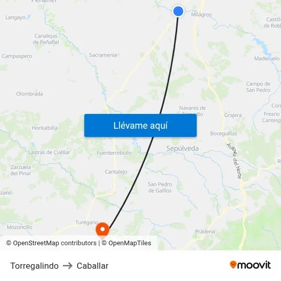 Torregalindo to Caballar map