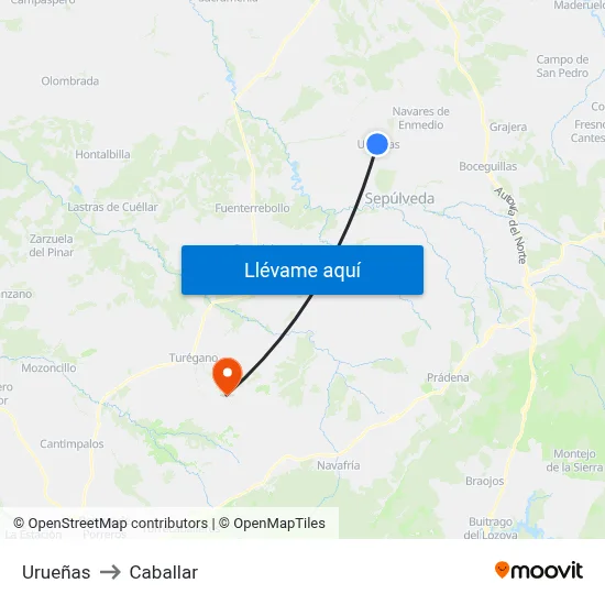 Urueñas to Caballar map