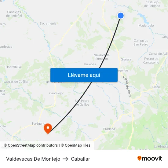 Valdevacas De Montejo to Caballar map