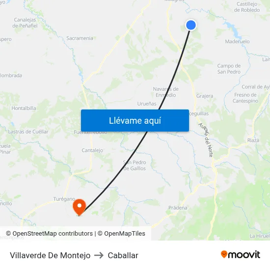 Villaverde De Montejo to Caballar map