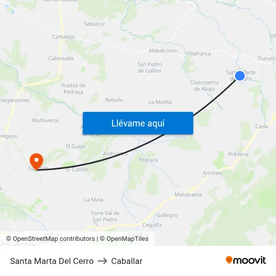 Santa Marta Del Cerro to Caballar map