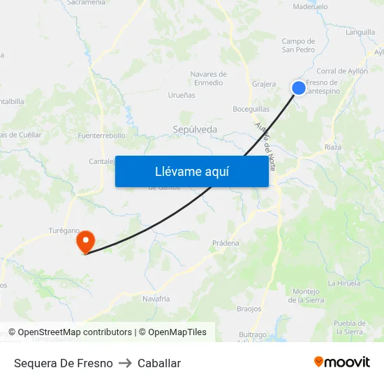 Sequera De Fresno to Caballar map