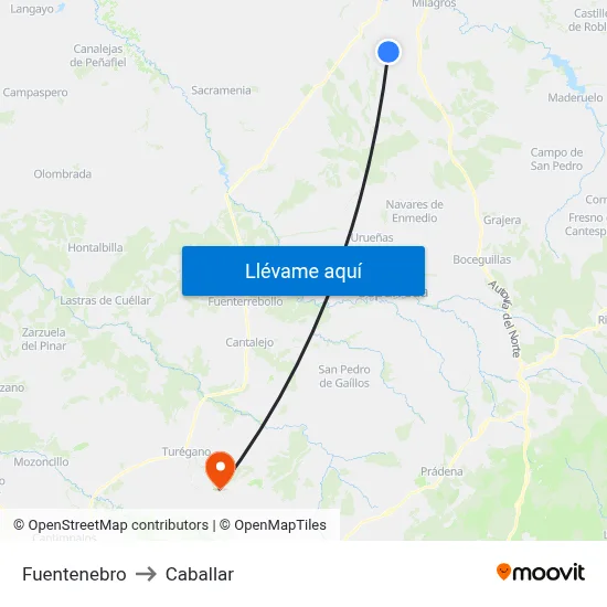 Fuentenebro to Caballar map