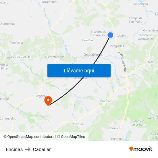 Encinas to Caballar map