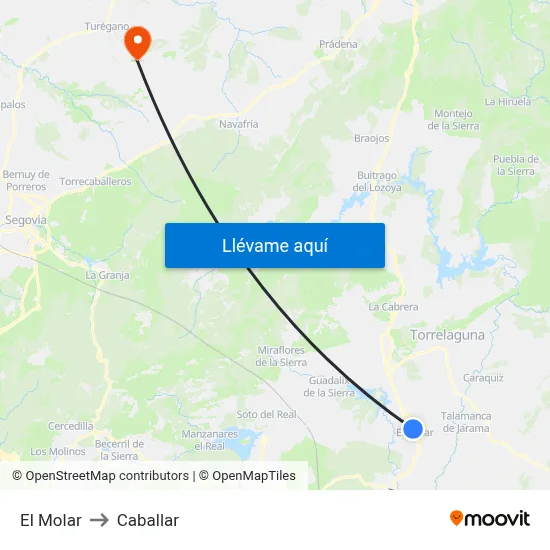 El Molar to Caballar map