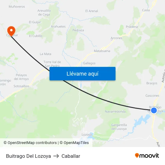 Buitrago Del Lozoya to Caballar map