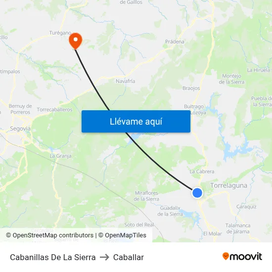 Cabanillas De La Sierra to Caballar map