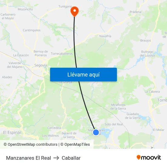 Manzanares El Real to Caballar map
