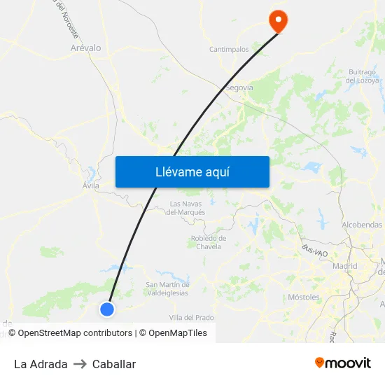 La Adrada to Caballar map