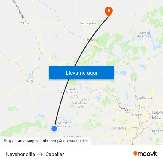 Navahondilla to Caballar map