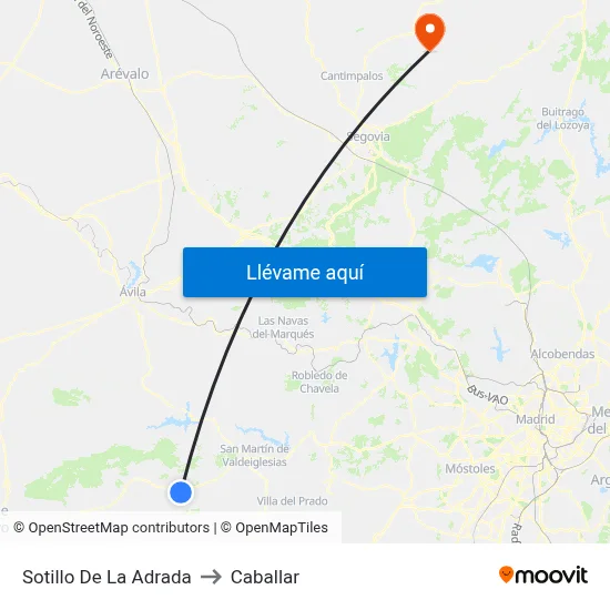 Sotillo De La Adrada to Caballar map