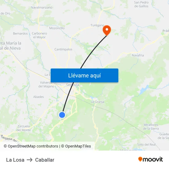 La Losa to Caballar map