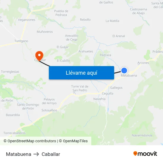 Matabuena to Caballar map