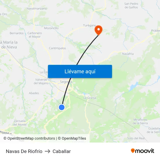 Navas De Riofrío to Caballar map