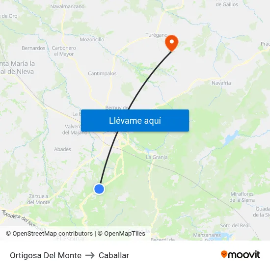 Ortigosa Del Monte to Caballar map