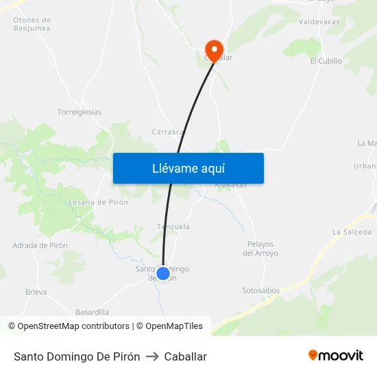 Santo Domingo De Pirón to Caballar map