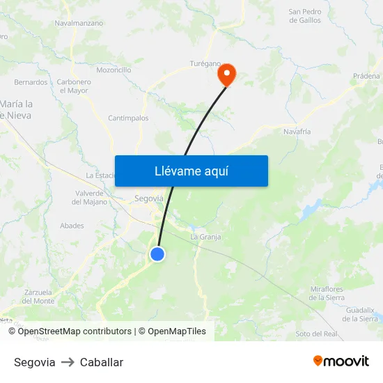 Segovia to Caballar map