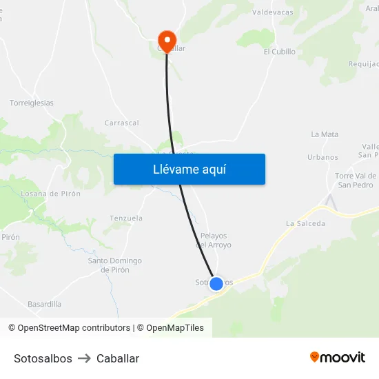 Sotosalbos to Caballar map