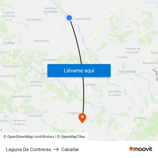 Laguna De Contreras to Caballar map