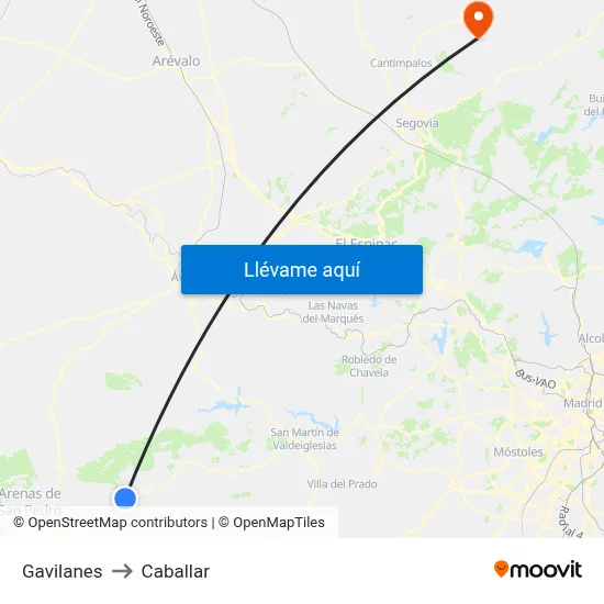 Gavilanes to Caballar map