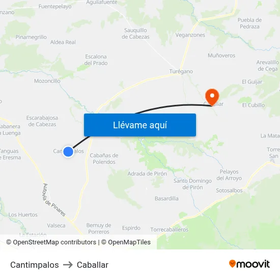 Cantimpalos to Caballar map
