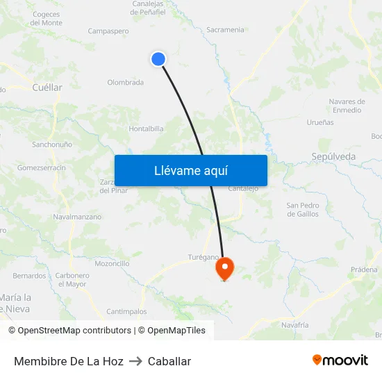 Membibre De La Hoz to Caballar map
