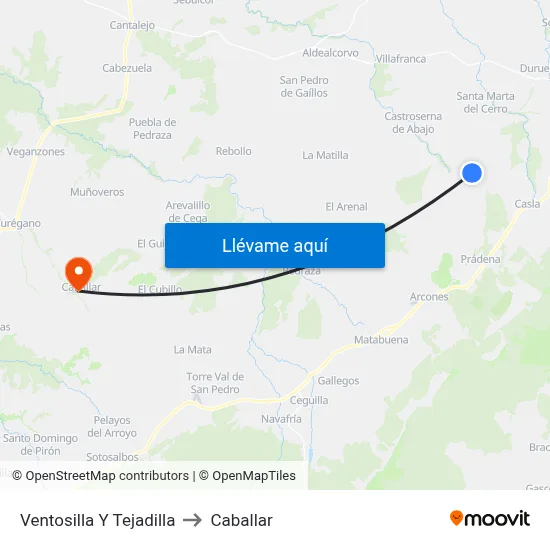 Ventosilla Y Tejadilla to Caballar map