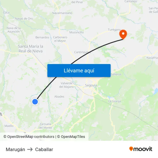 Marugán to Caballar map